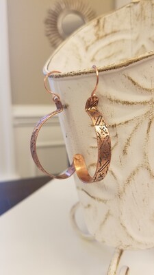 Etched Copper Hoop Earrings: Exquisite and Unique Designs: Free Shipping - image2